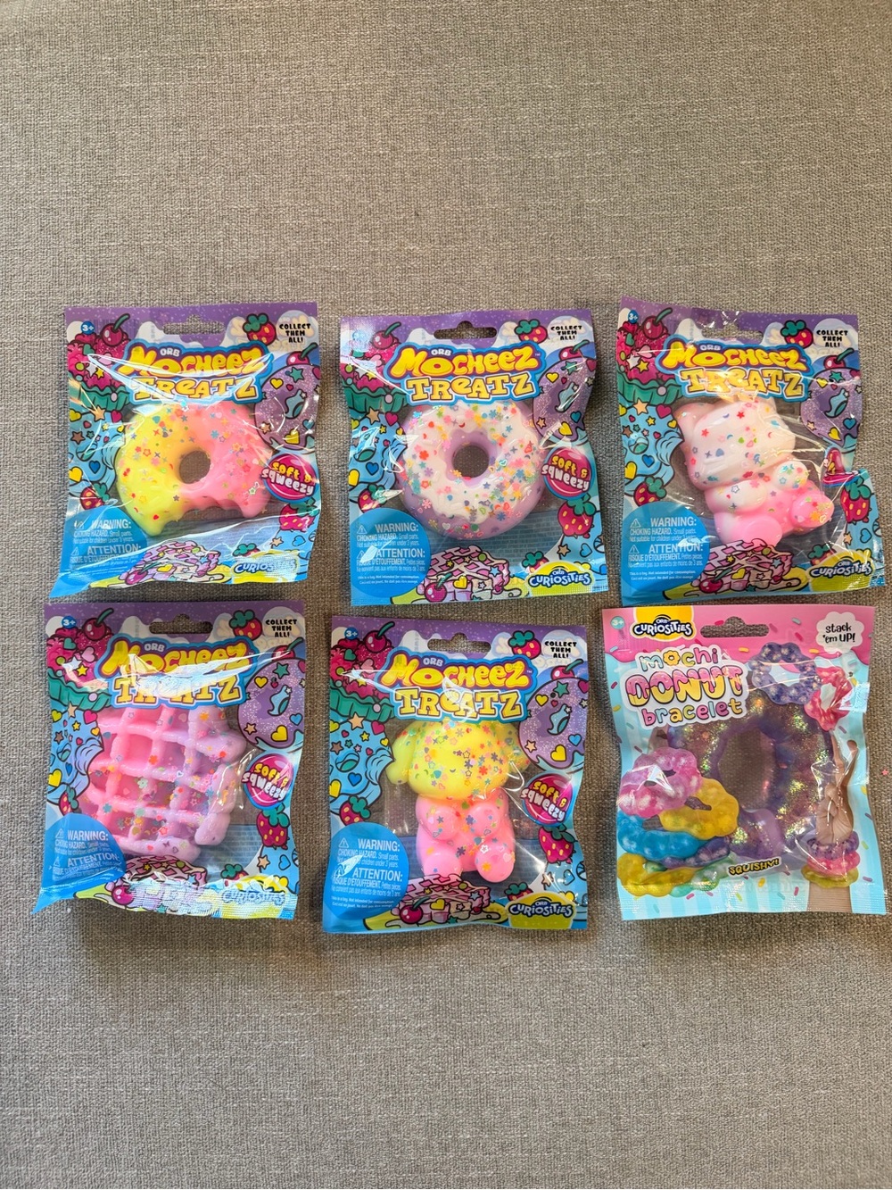 Viral ORB Mocheez Treatz Squishy Toys + Mochi Donut Bracelet Lot Sensory